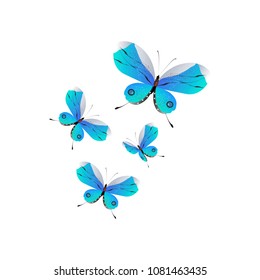 beautiful butterflies, blue, isolated on a white