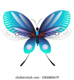 beautiful butterflies, blue,isolated on a white