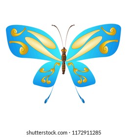 beautiful butterflies, blue,isolated on a white