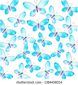 beautiful butterflies, blue,isolated on a white