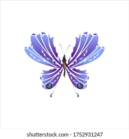 beautiful butterflies, blue,isolated on a white
