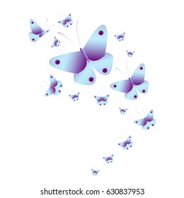 beautiful butterflies, blue,isolated on a white