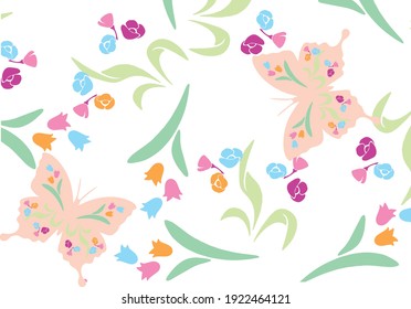 Beautiful butterflies and flowers, perfect for greeting cards, backgrounds. Vector