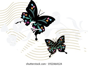 Beautiful butterflies and flowers, perfect for greeting cards, backgrounds. Vector