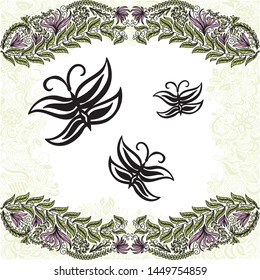 Beautiful butterflies and flowers. Vector illustration