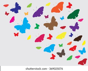 Beautiful butterflies flying around background