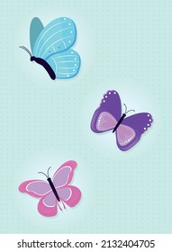 beautiful butterflies illustration on blue background