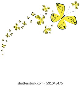 beautiful butterflies, on a white