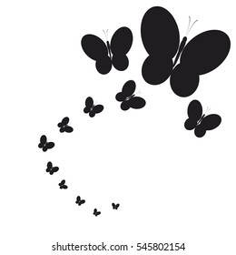 beautiful butterflies, on a white