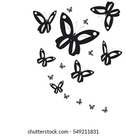 beautiful butterflies, on a white