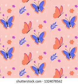 beautiful butterflies seamless pattern. abstract animal background. multicolored. modern design. vector illustration
