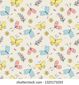 Beautiful butterflies seamless pattern. abstract animal background. multicolored. modern design. vector illustration. trendy vector design