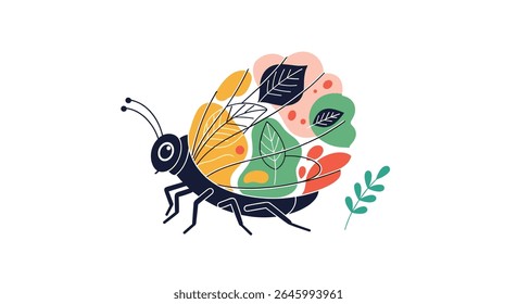 A Beautiful Butterfly Adorned with Flowers and Intricate Design