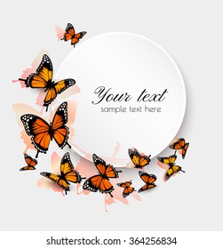 Beautiful butterfly background and gift card. Vector.