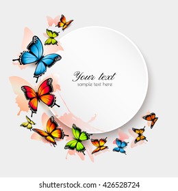 Beautiful butterfly background and gift card. Vector.