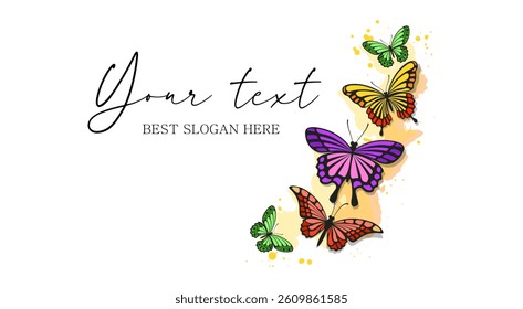 Beautiful butterfly background vector set