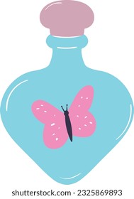 Beautiful Butterfly in a Bottle Illustration Vector