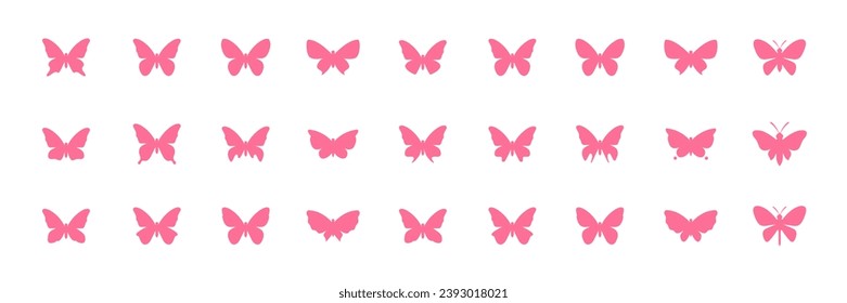 beautiful butterfly collection flat isolated modern icon set logo design vector illustration