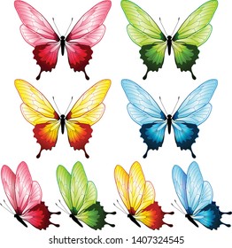 Beautiful butterfly collection, four colors