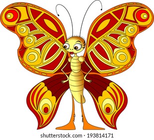 Beautiful butterfly with colorful wings; vector and illustration; 