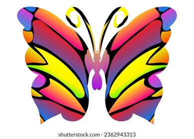 Beautiful butterfly design with colourful shape art pattern 