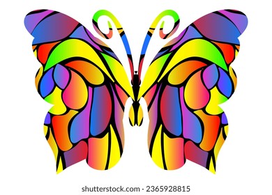 Beautiful butterfly design with colourful shape art pattern 