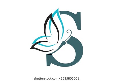 beautiful butterfly design with a combination of the letter s