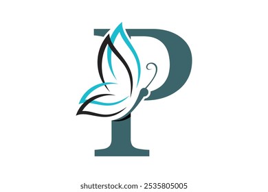 beautiful butterfly design with a combination of the letter p