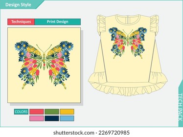 Beautiful Butterfly Design for Girls Tee