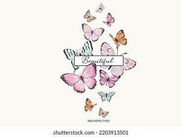 beautiful butterfly design hand drawn 