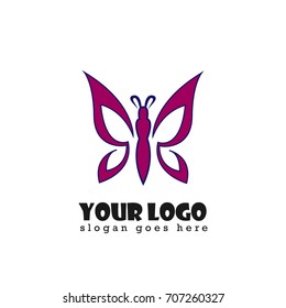 Beautiful butterfly design logo in purple color