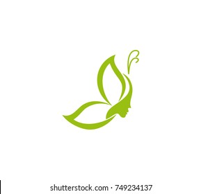 a beautiful butterfly with a face Logo Template Vector icon design