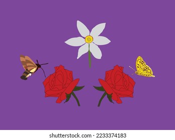 Beautiful butterfly and flowers vector avatar image. This is an editable and printable file. You can change color and size with this eps file.