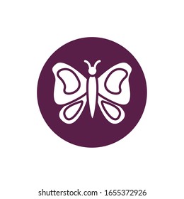 beautiful butterfly flying block style vector illustration design