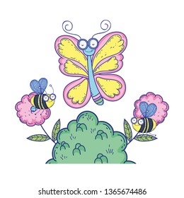 beautiful butterfly flying character