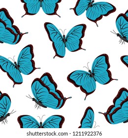 Beautiful Butterfly Flying Colorful Seamless Background Repeatable
