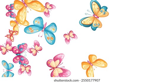 Beautiful butterfly flying isolated on white background.