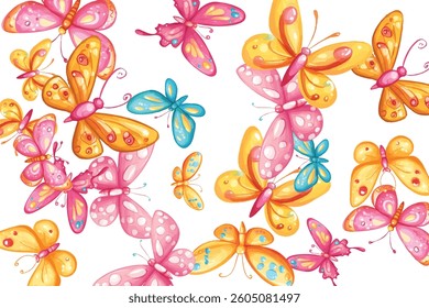 Beautiful butterfly flying isolated on white background.