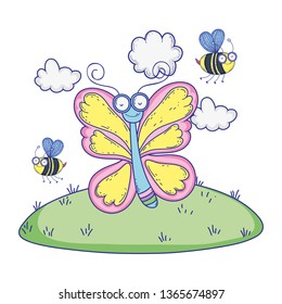 beautiful butterfly flying in the landscape