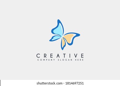 Beautiful Butterfly flying logo design illustration