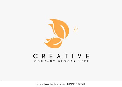 Beautiful Butterfly flying logo design illustration. Butterfly flat icon usable for cosmetic logo isolated on white background
