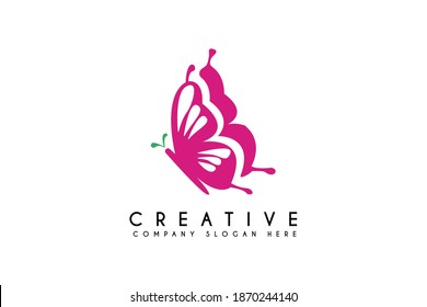 Beautiful Butterfly flying logo design illustration