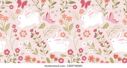 Beautiful Butterfly Garden Seamless Pattern