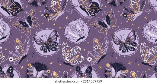Beautiful Butterfly Garden Seamless Pattern