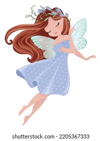 Beautiful butterfly girl illustration,children artworks, wallpapers, posters, greeting cards prints. 