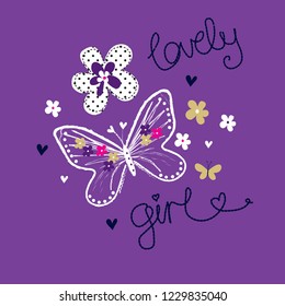 beautiful butterfly, greeting and invitation card with buttefly, T-shirt graphics design for girls