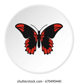 Beautiful butterfly icon in flat circle isolated vector illustration for web