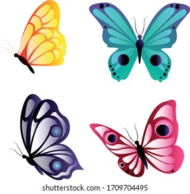 beautiful Butterfly icons set. Vector Illustrations.