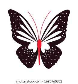 beautiful butterfly insect black flat style icon vector illustration design