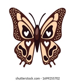 beautiful butterfly insect brown flat style icon vector illustration design